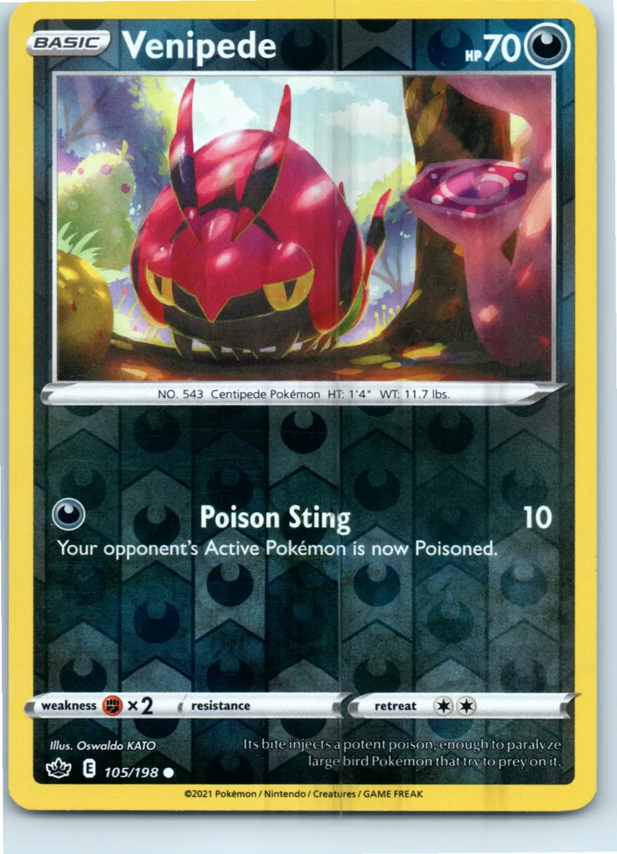 Venipede 105/198 front, the actual card for sale