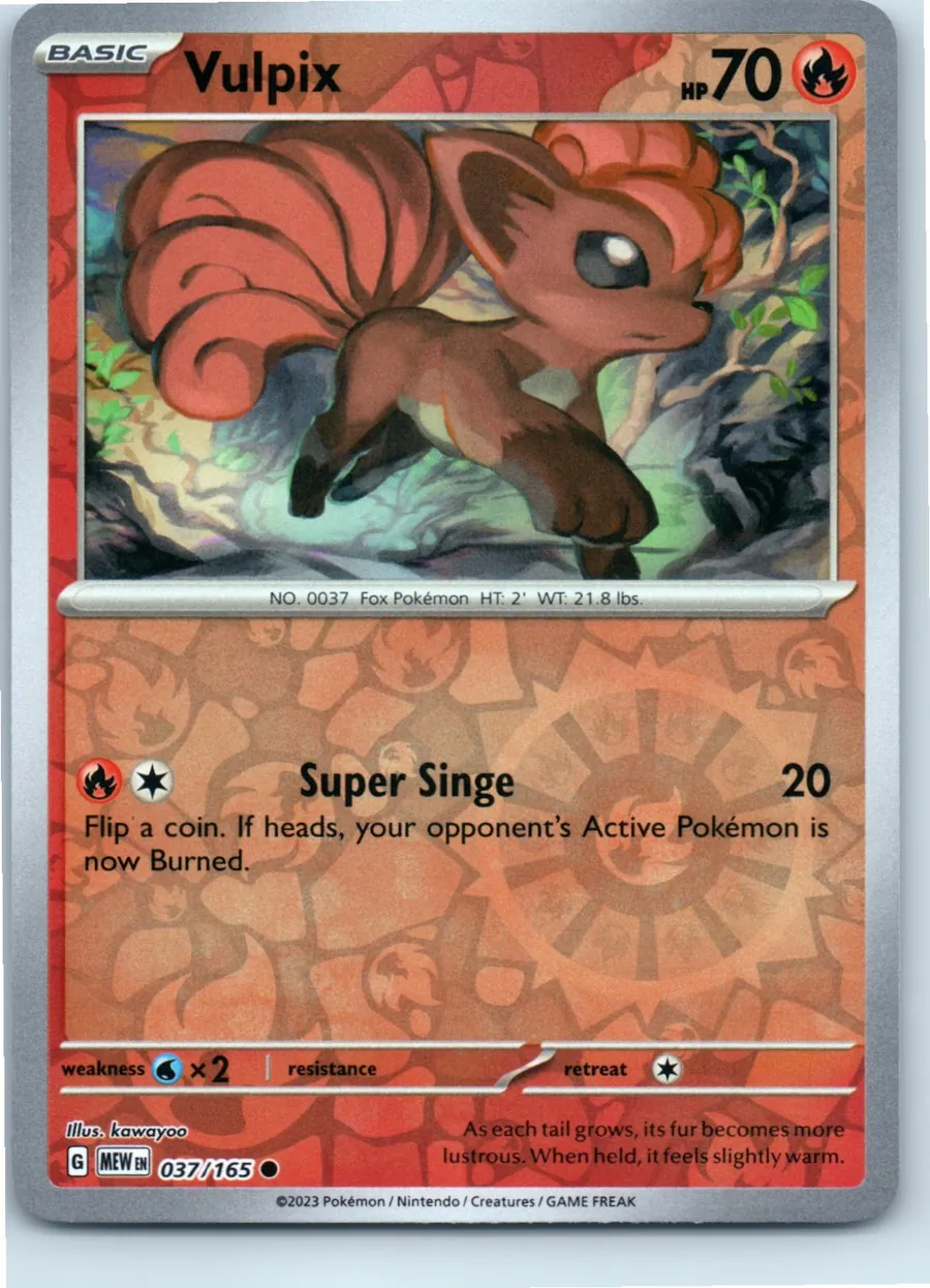 Vulpix 037/165 front, the actual card for sale