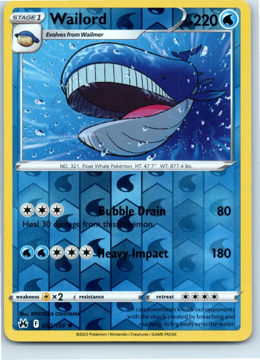 Wailord 032/159 front, the actual card for sale