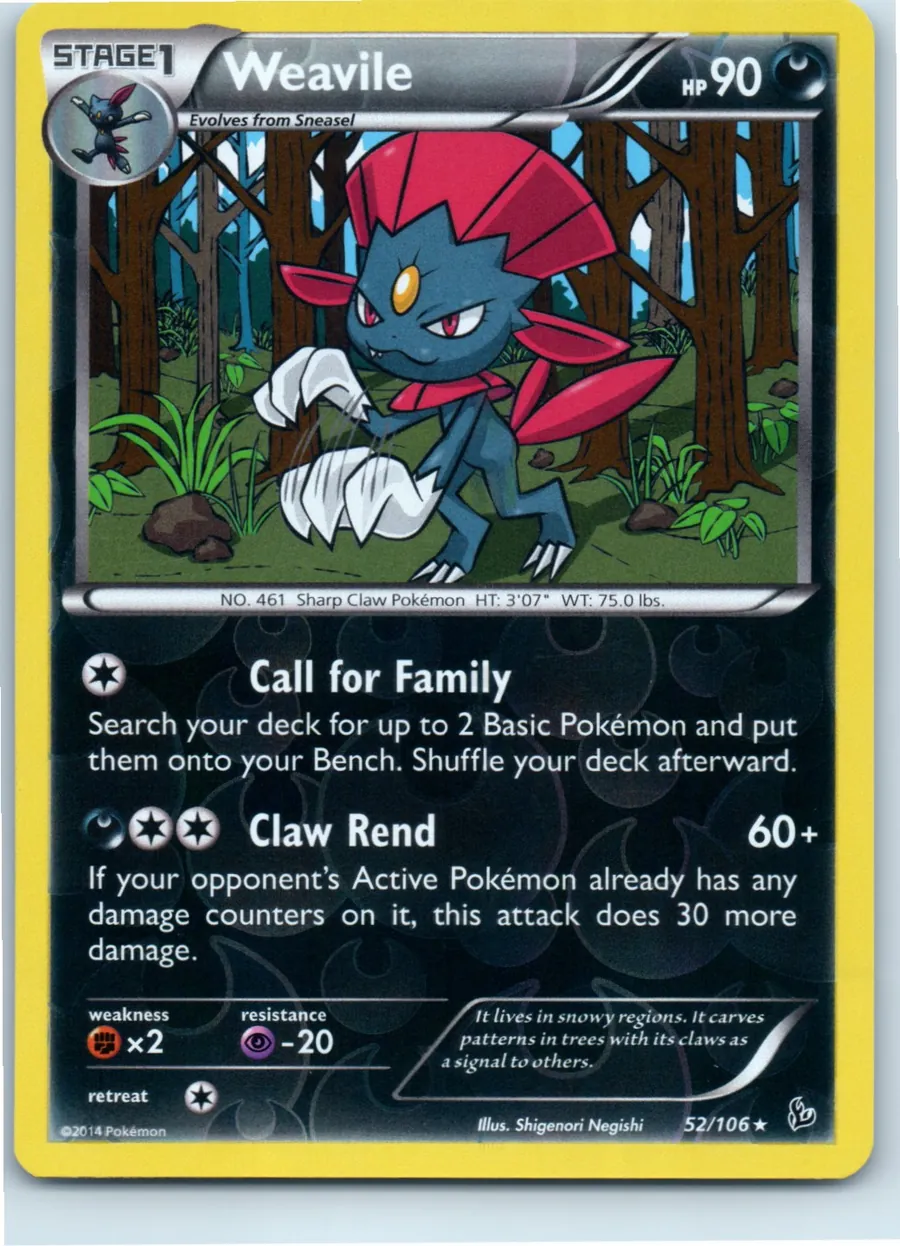 Weavile 52/106 front, the actual card for sale