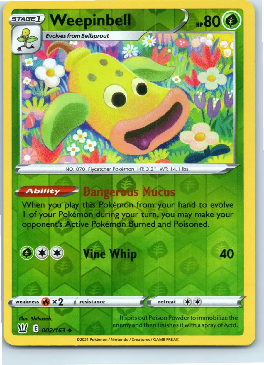 Weepinbell 002/163 front, the actual card for sale
