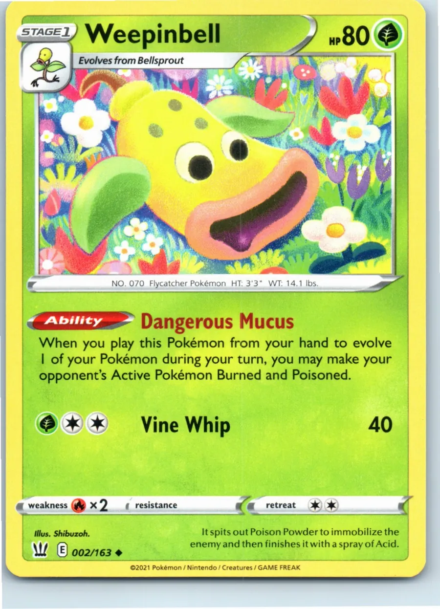 Weepinbell 002/163 front, the actual card for sale