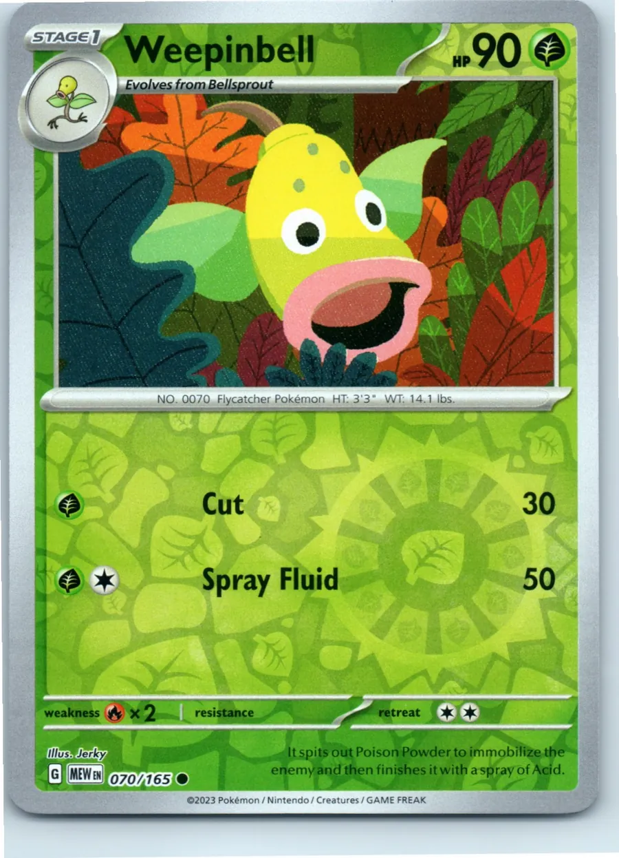 Weepinbell 070/165 front, the actual card for sale