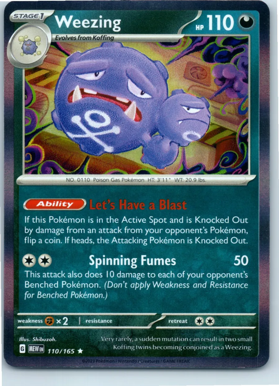 Weezing 110/165 front, the actual card for sale