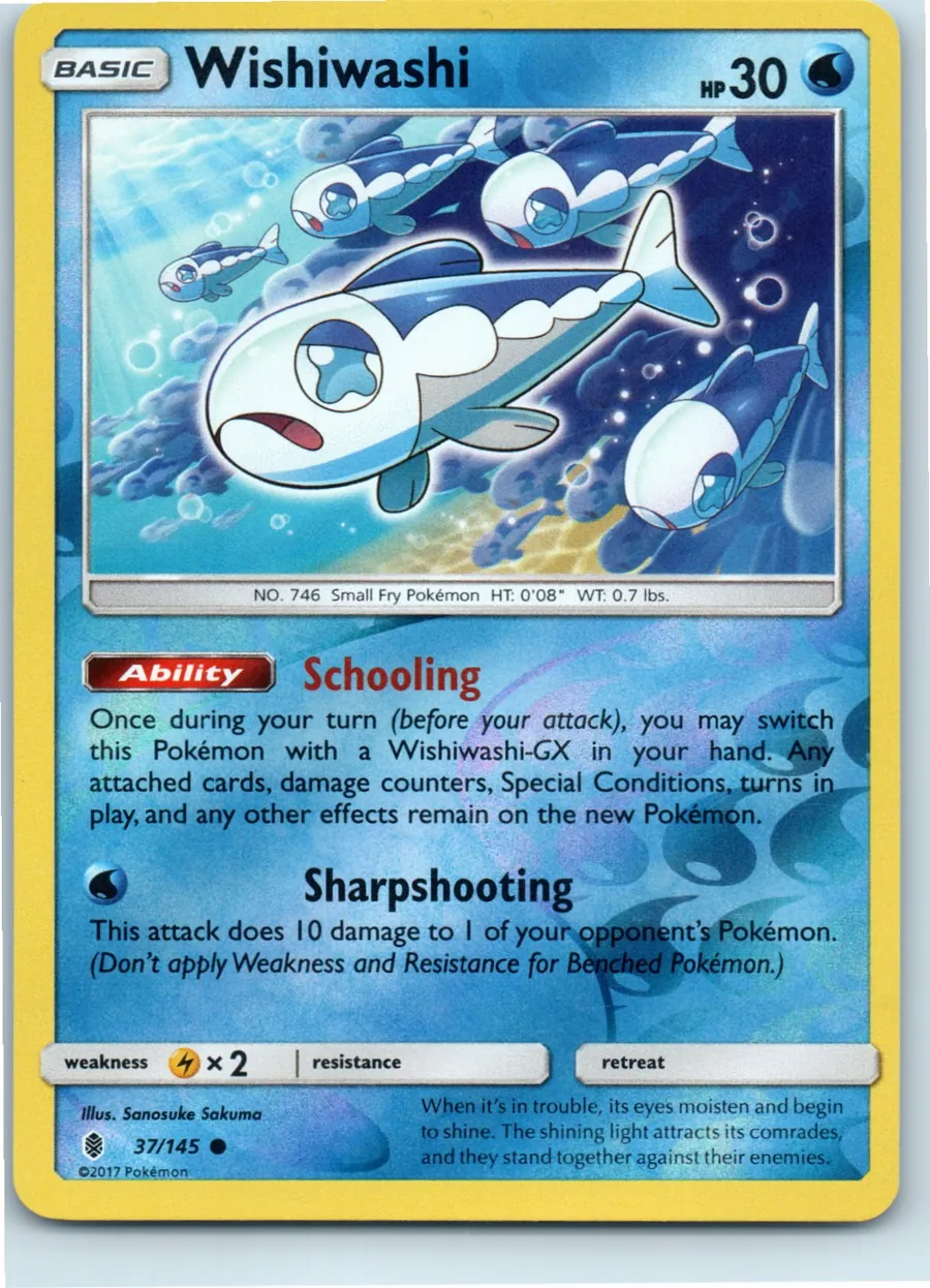 Wishiwashi 37/145 front, the actual card for sale