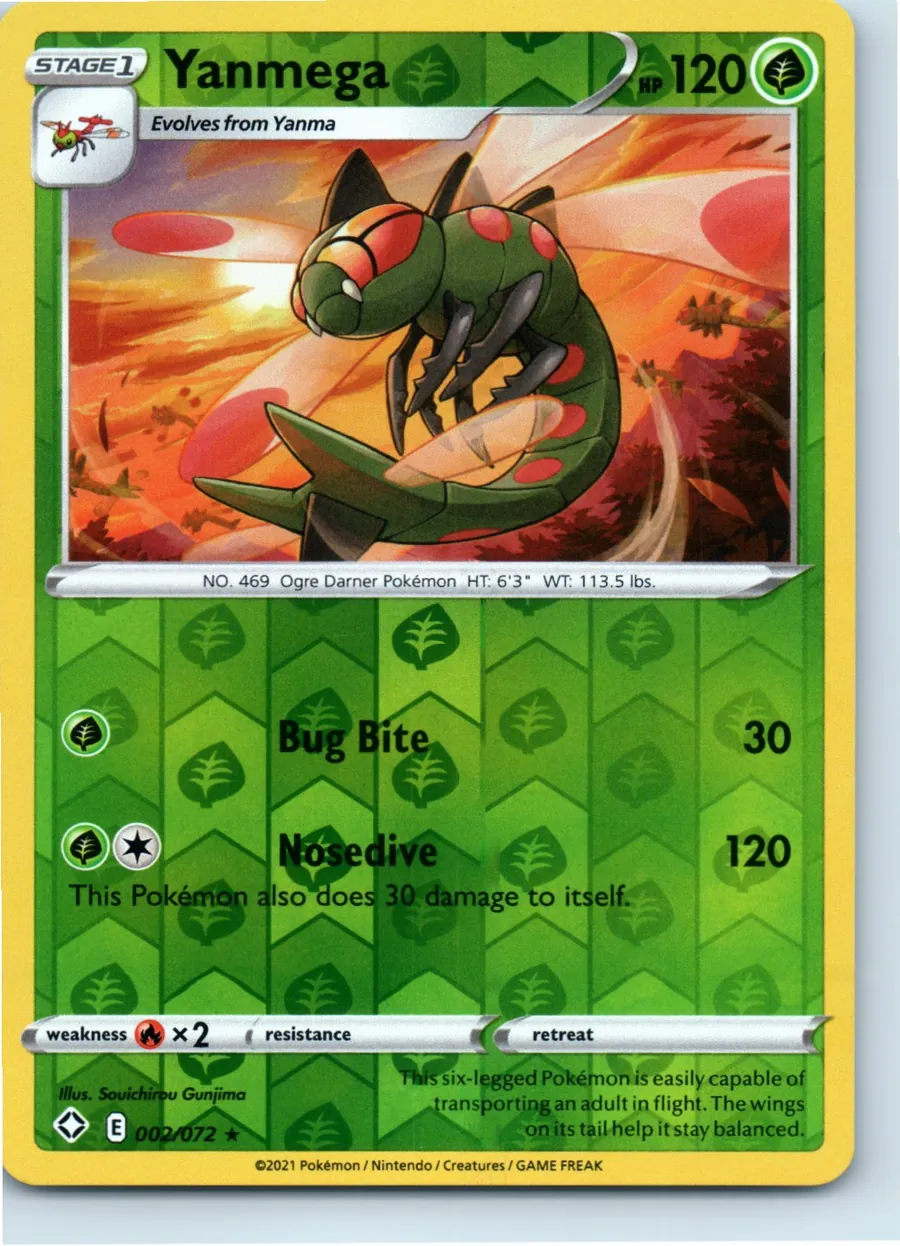 Yanmega 002/072 front, the actual card for sale