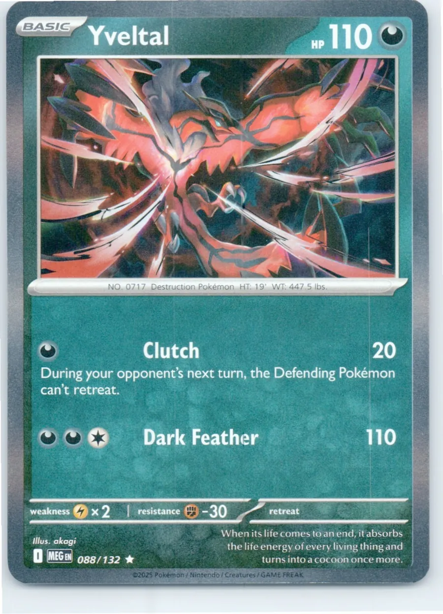 Yveltal 088/132 front, the actual card for sale