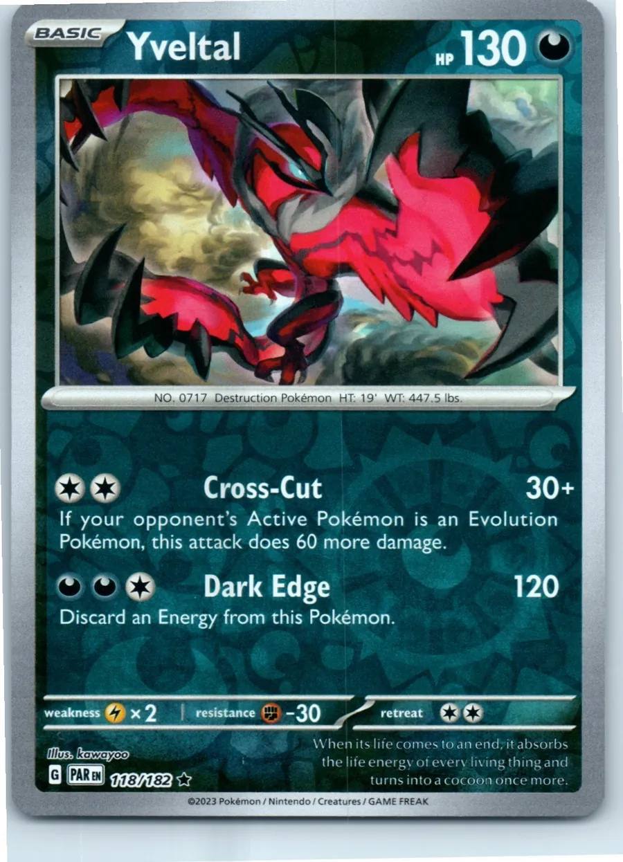 Yveltal 118/182 front, the actual card for sale