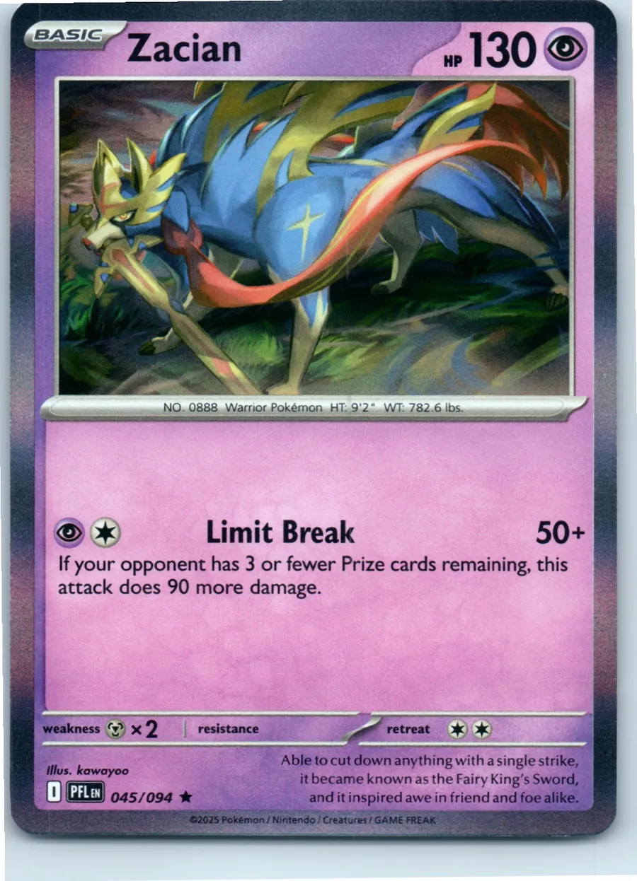 Zacian 045/094 front, the actual card for sale