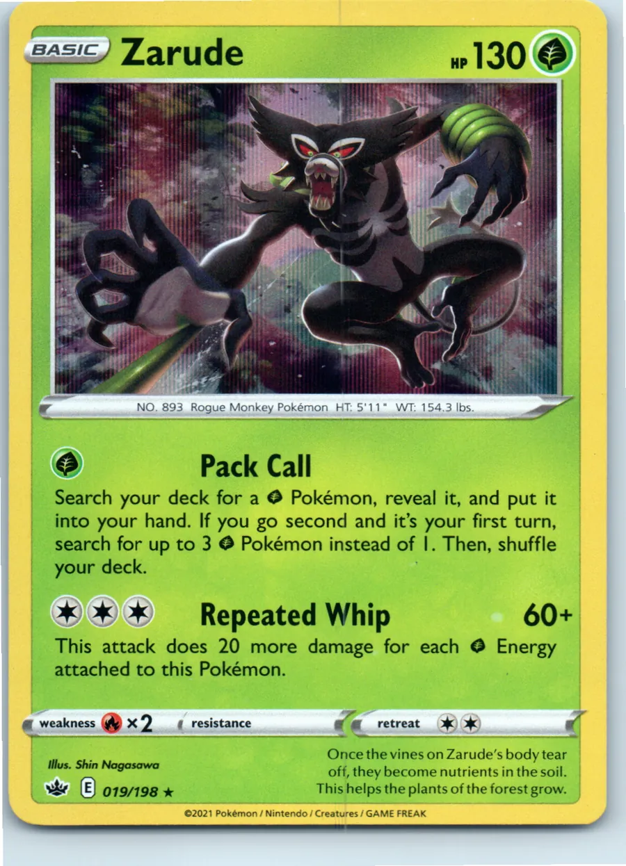 Zarude 019/198 front, the actual card for sale