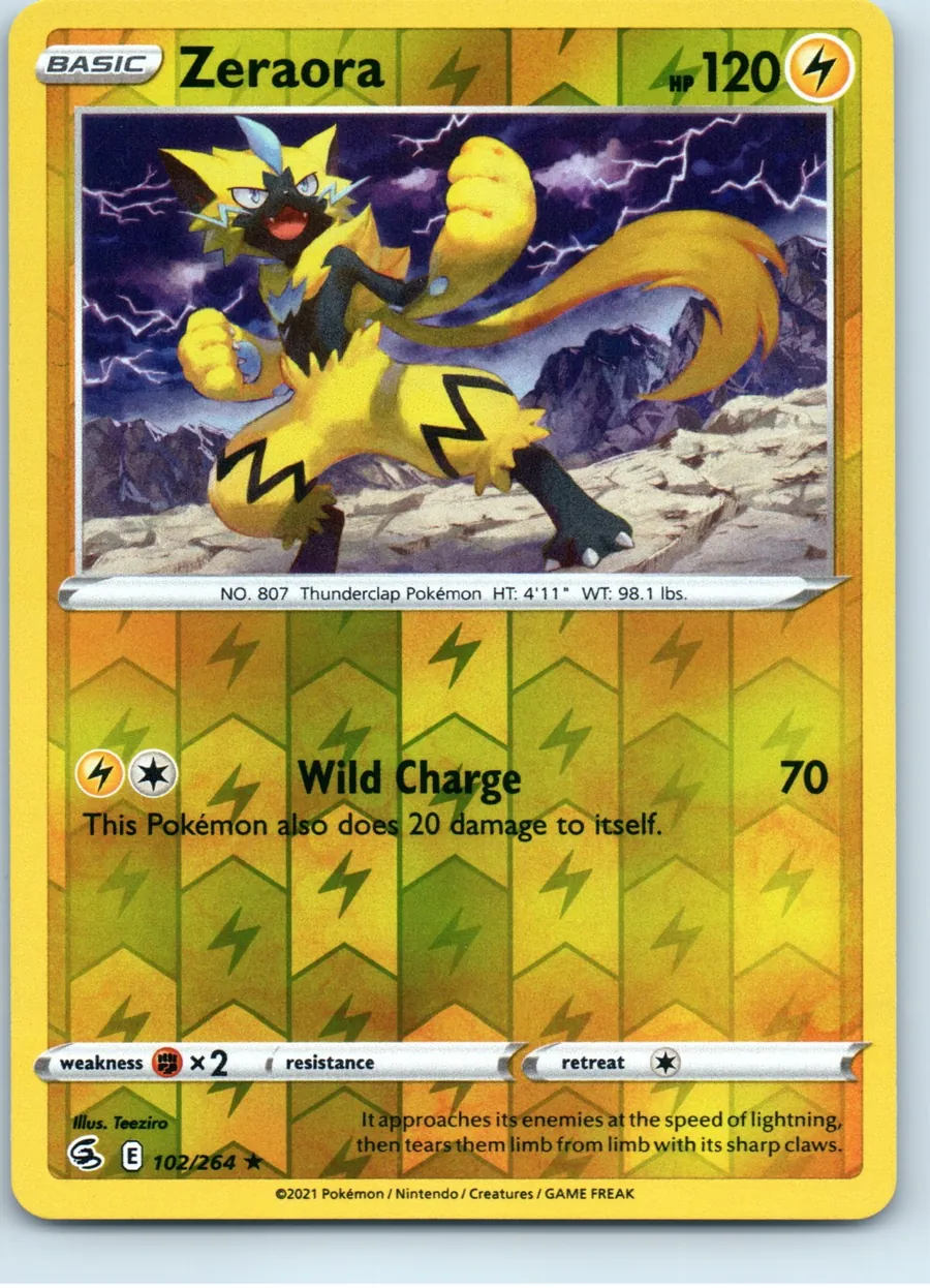 Zeraora 102/264 front, the actual card for sale