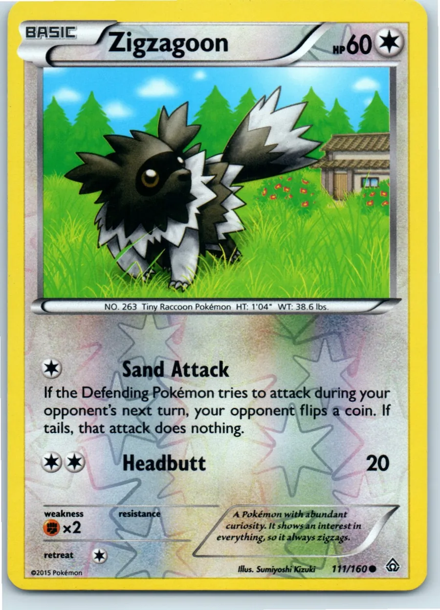 Zigzagoon 111/160 front, the actual card for sale